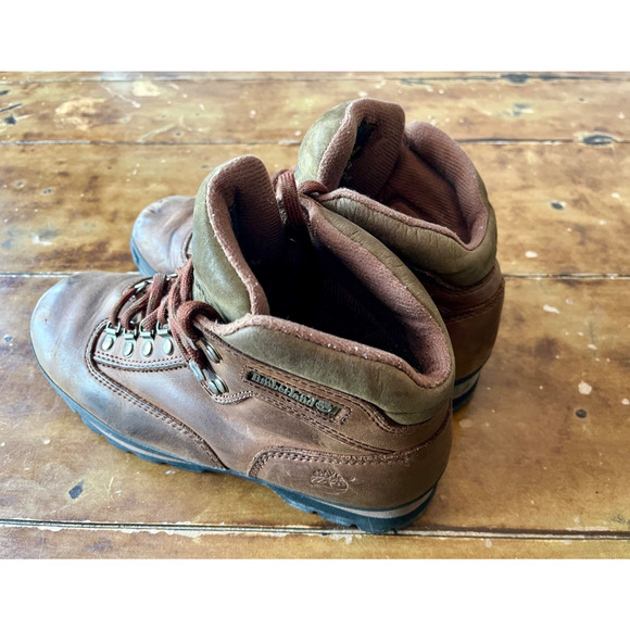 Vintage Timberland Euro Hiker Boots Brown Leather Mens 8.5M 90s Classic Hiking main image 13